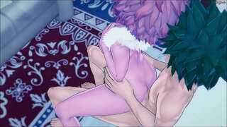 Izuku Midoriya chết tiệt của mình dễ thương đội Mina chống lại một bức tường - MHA Hoạt.